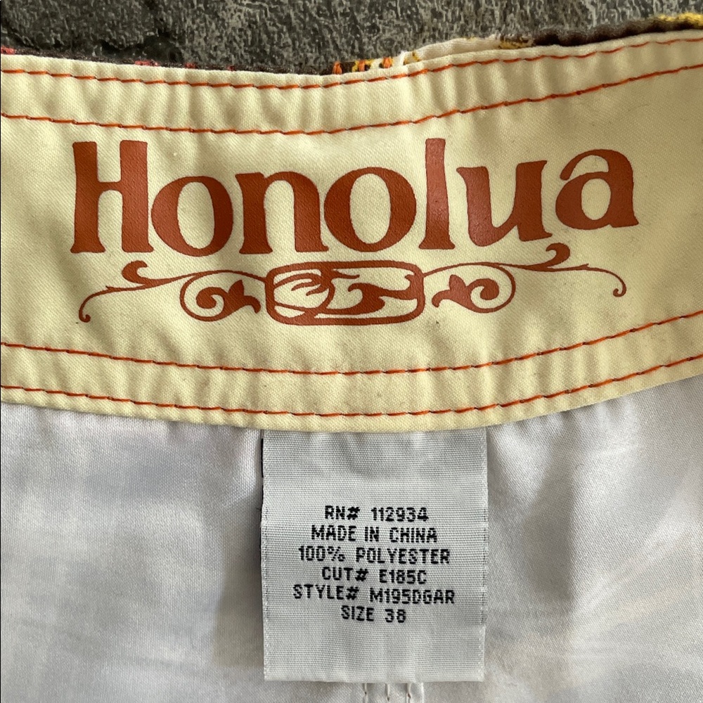 HONOLUA Men’s Floral Plaid Brown Lace-Front Sporty Swim Beach Pool Board Shorts - Picture 2 of 11